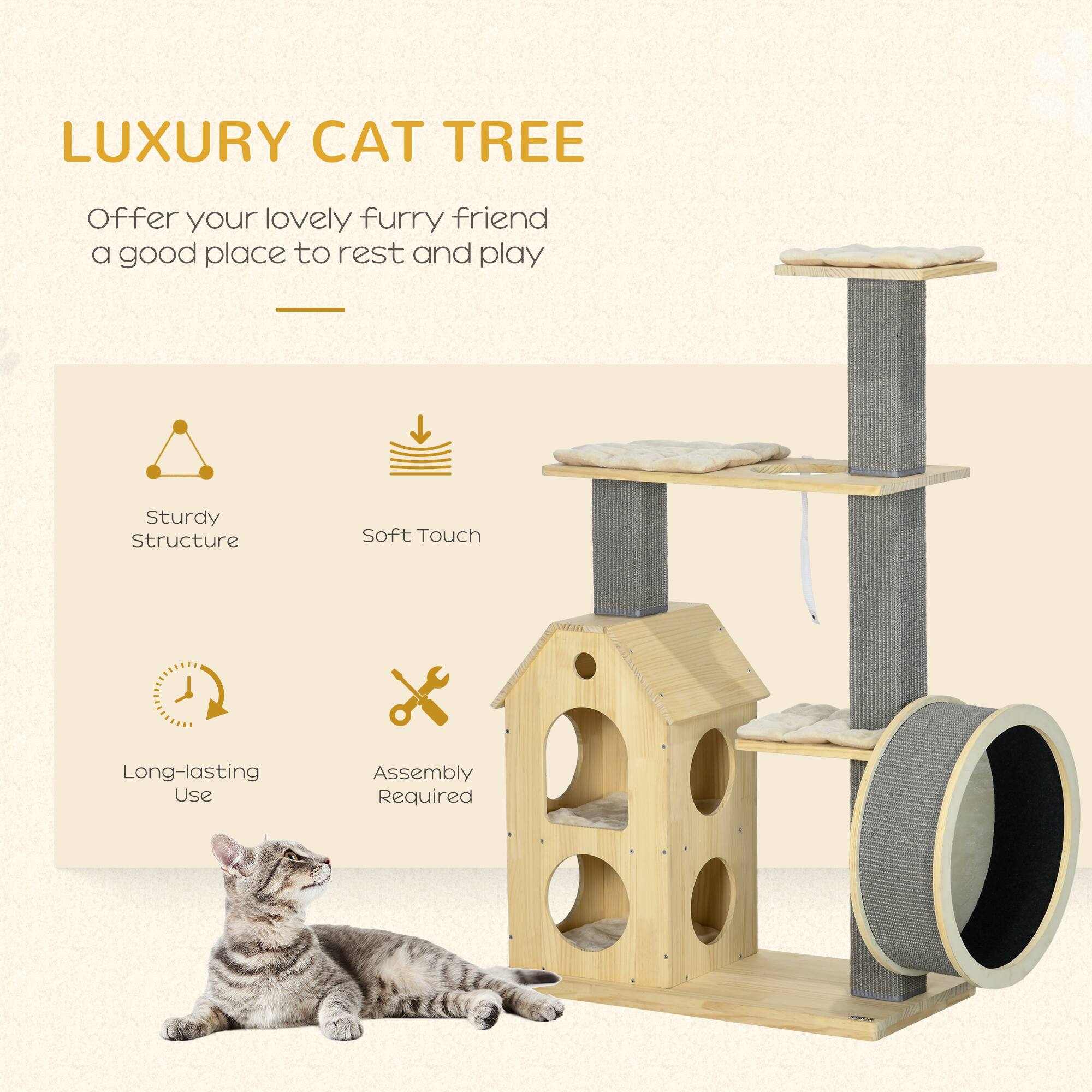 LUXURY CAT TREE

Offer your lovely furry friend a good place to rest and play

- Sturdy Structure
- Soft Touch
- Long-lasting Use
- Assembly Required