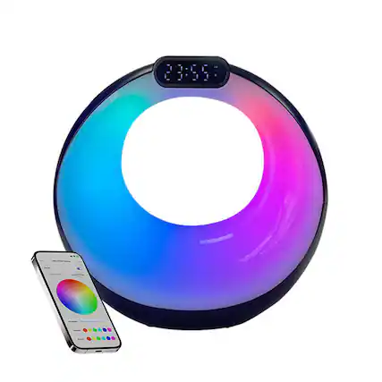 Front. PRIMEPLUS - Night Lights with Color Changing, 3-in-1 Alarm Clock and Bluetooth Speaker - Black.