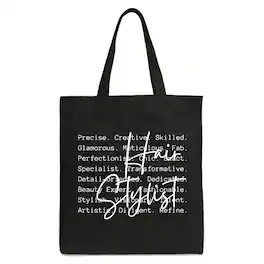 OrnamentallyYou - Hair Stylist Definition Canvas Tote Bag, Beauty Salon Appreciation Words Gift Shopper - Black
