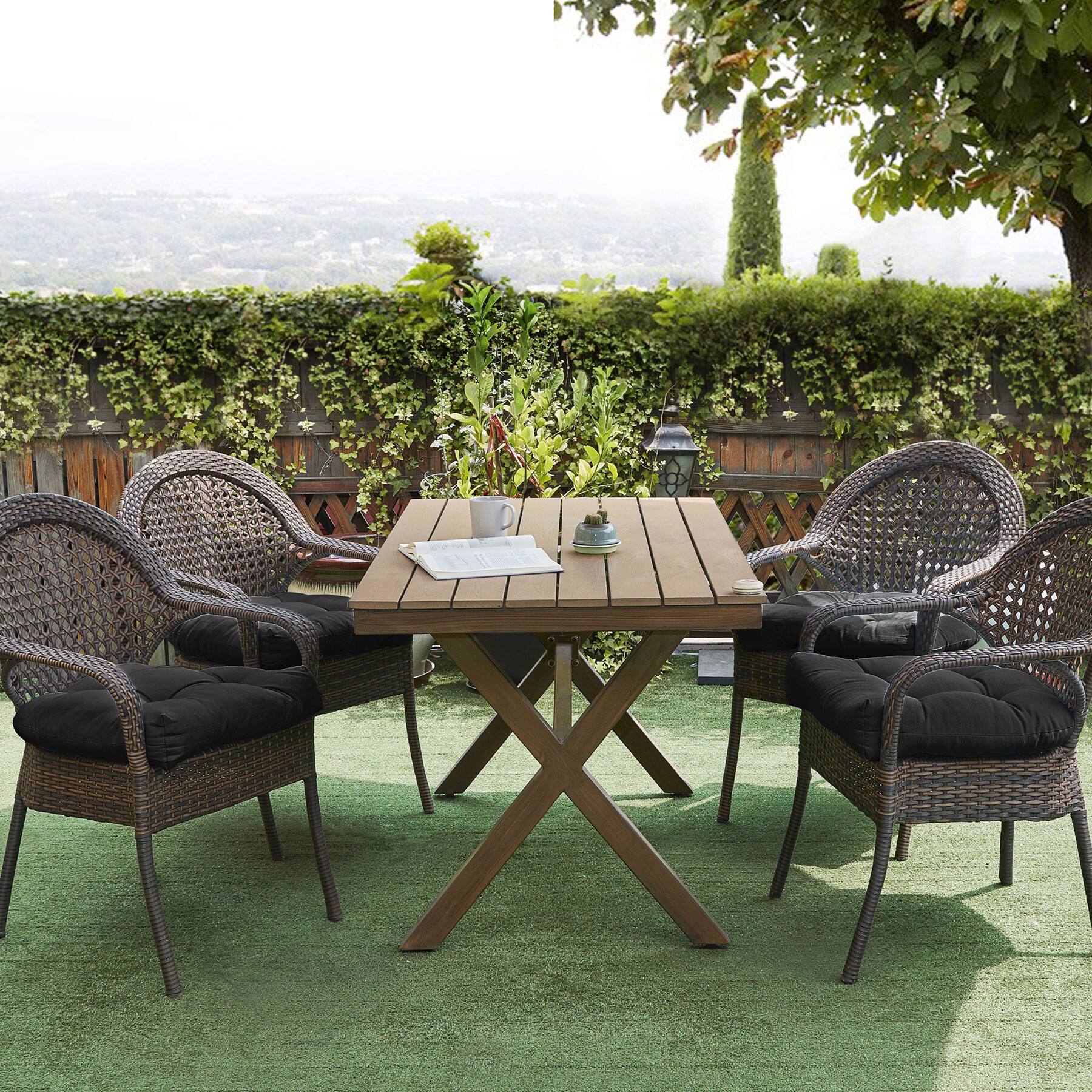 Alt View 1. Sweet Home Collection - Patio Cushions Indoor/Outdoor Chair Pads Tufted 19" x 19", 12-Pack - Black.