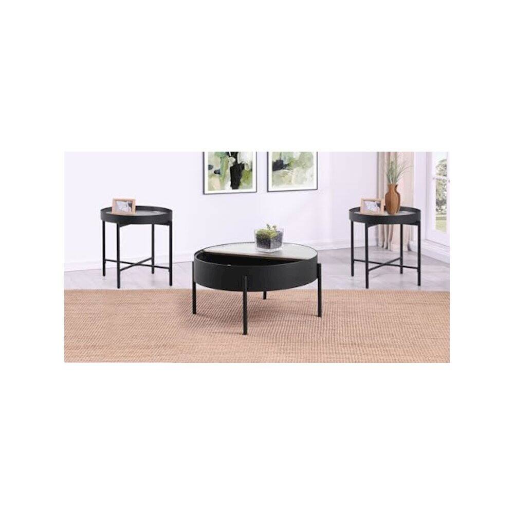 Alt View 9. Coaster Co. of America - Ozella 3-piece Round Coffee and End Table Set Sandy Black - Sandy Black.