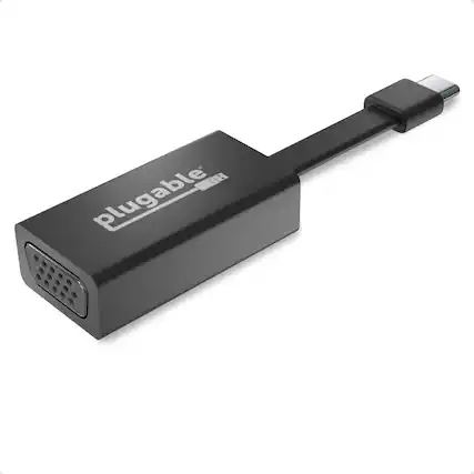 Front. Plugable - USB C to VGA Adapter,Thunderbolt 3 to VGA Adapter,Driverless - Black.