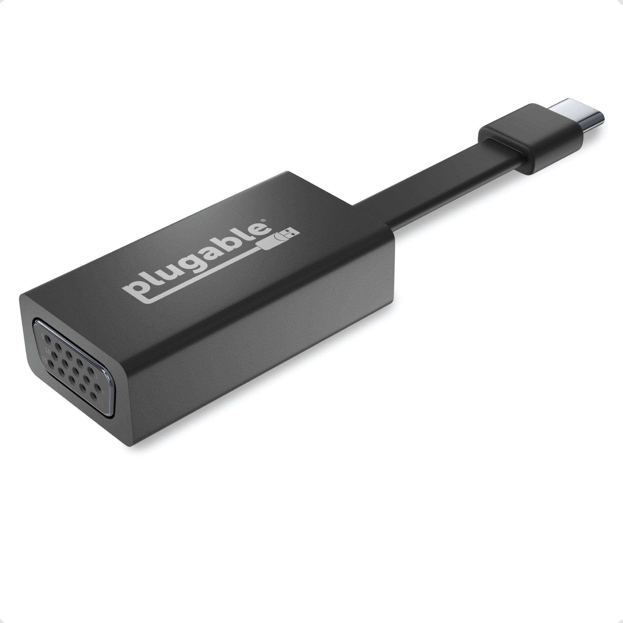 Front. Plugable - USB C to VGA Adapter,Thunderbolt 3 to VGA Adapter,Driverless - Black.