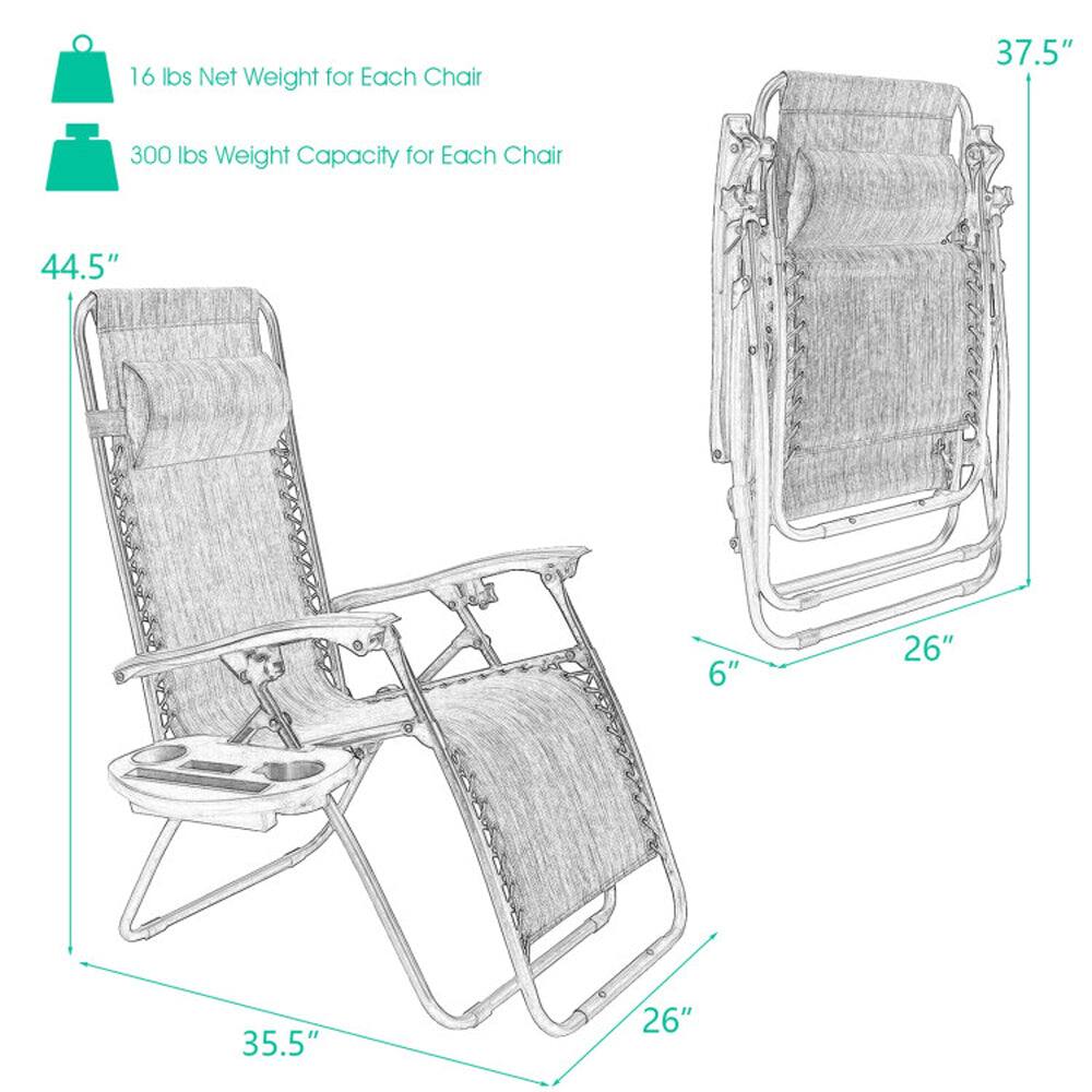 16 lbs Net Weight for Each Chair  
300 lbs Weight Capacity for Each Chair  
37.5"  
44.5"  
6"  
26"  
35.5"  
26"