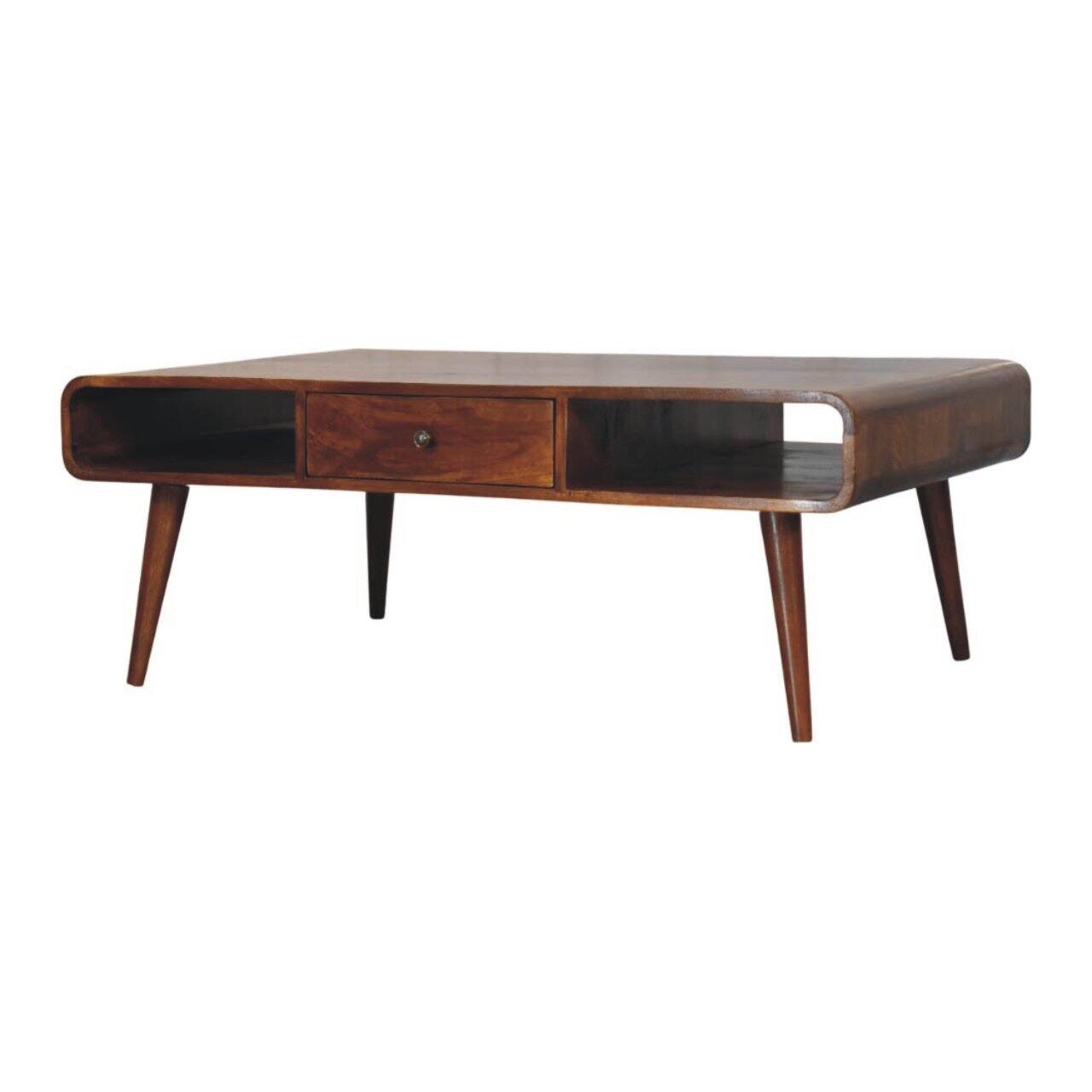 Left. Artisan Furniture - Avora 2 Drawer Chestnut Coffee Table, Brown - Brown.