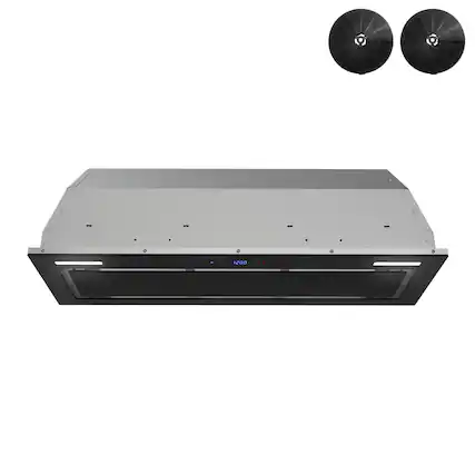 Front. Streamline - 36 in. Messina Convertible Insert 350 CFM Range Hood, Mesh Filters, Touchpad Control, LED Lights - Glossy Black.