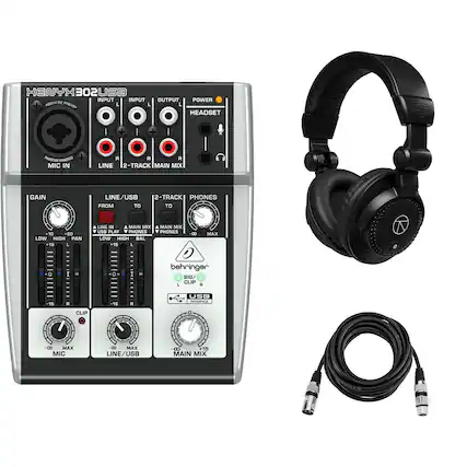 XENYX302USB
INPUT
- MIC IN
- LINE
- 2-TRACK
- MAIN MIX
OUTPUT
- HEADSET
POWER
GAIN
- LOW
- HIGH
- PAN
LINE/USB
- FROM
- TO
2-TRACK
- TO
PHONES
LOW
- HIGH
- BAL
CLIP
- L
- R
behringer
- SIG/USB INTERFACE
USB
MAX
- MIC
- LINE/USB
- MAIN MIX