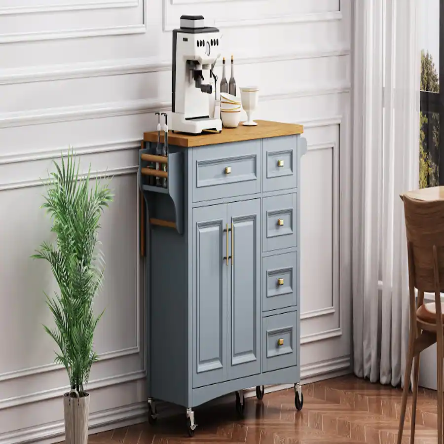 Spice Rack Drawer Handles Loheer 52 inch kitchen island with drop leaf, kitchen storage cart, 5 ...