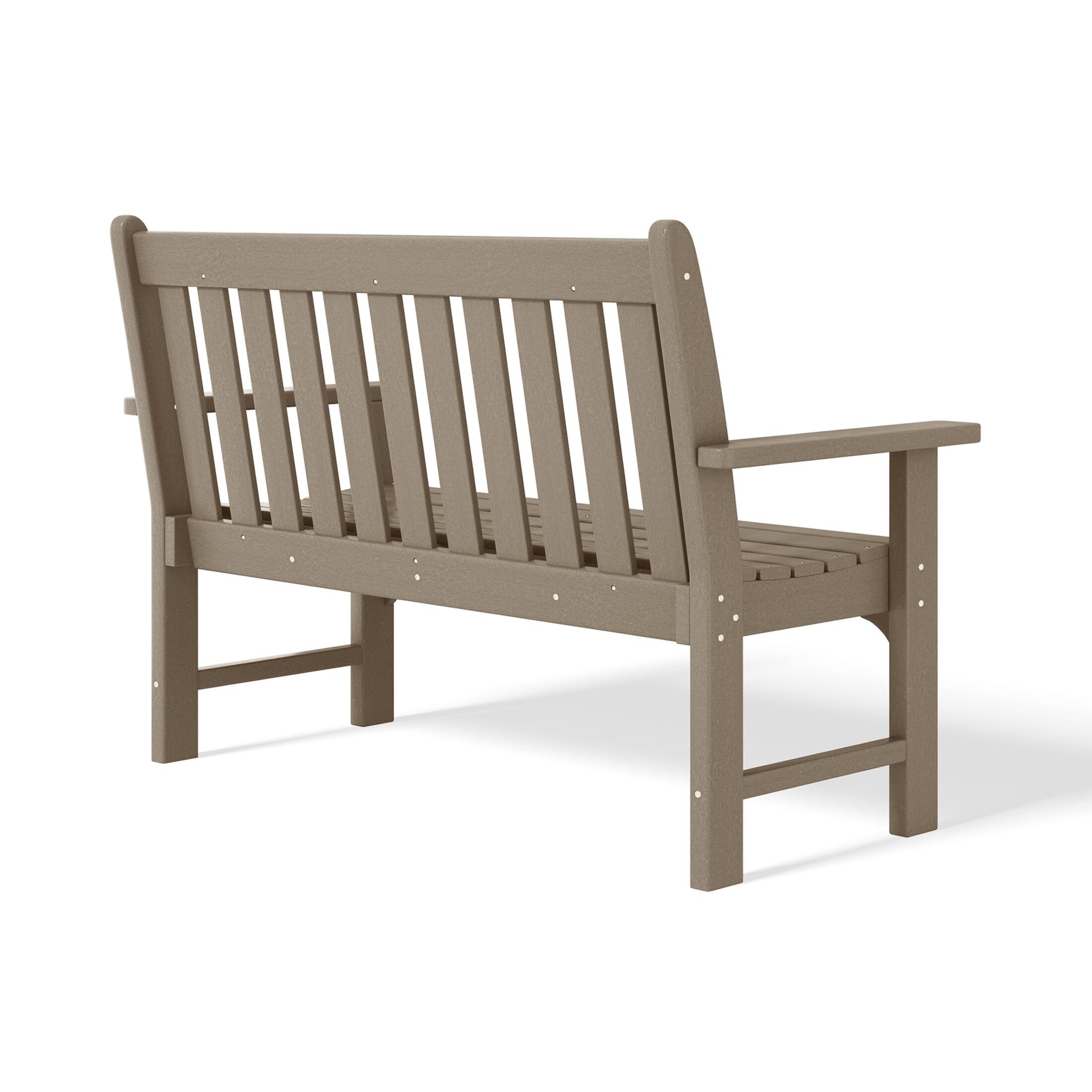 Alt View 1. WestinTrends - WestinTrends Malibu Outdoor 2-Person All-Weather HDPE Front Porch Garden Bench - Weathered Wood.