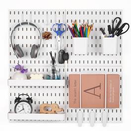 VEVOR - Pegboard Combination Kit, 11" x 11" Plastic Pegboard,4 Panels, Peg Board Wall Organizer Kit with Accessories,for Garage - White