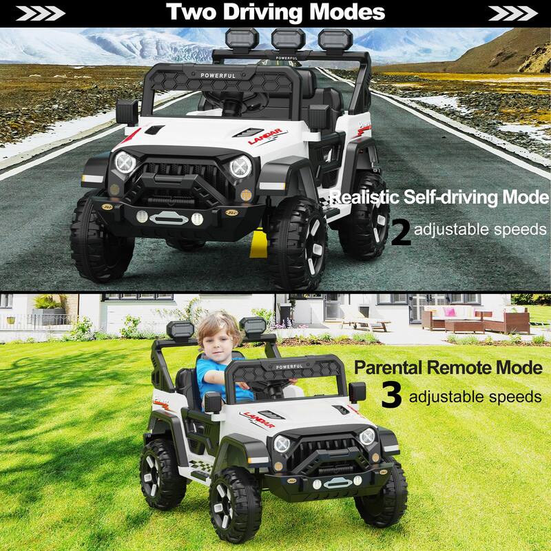 Two Driving Modes

1. Realistic Self-driving Mode
   - 2 adjustable speeds

2. Parental Remote Mode
   - 3 adjustable speeds