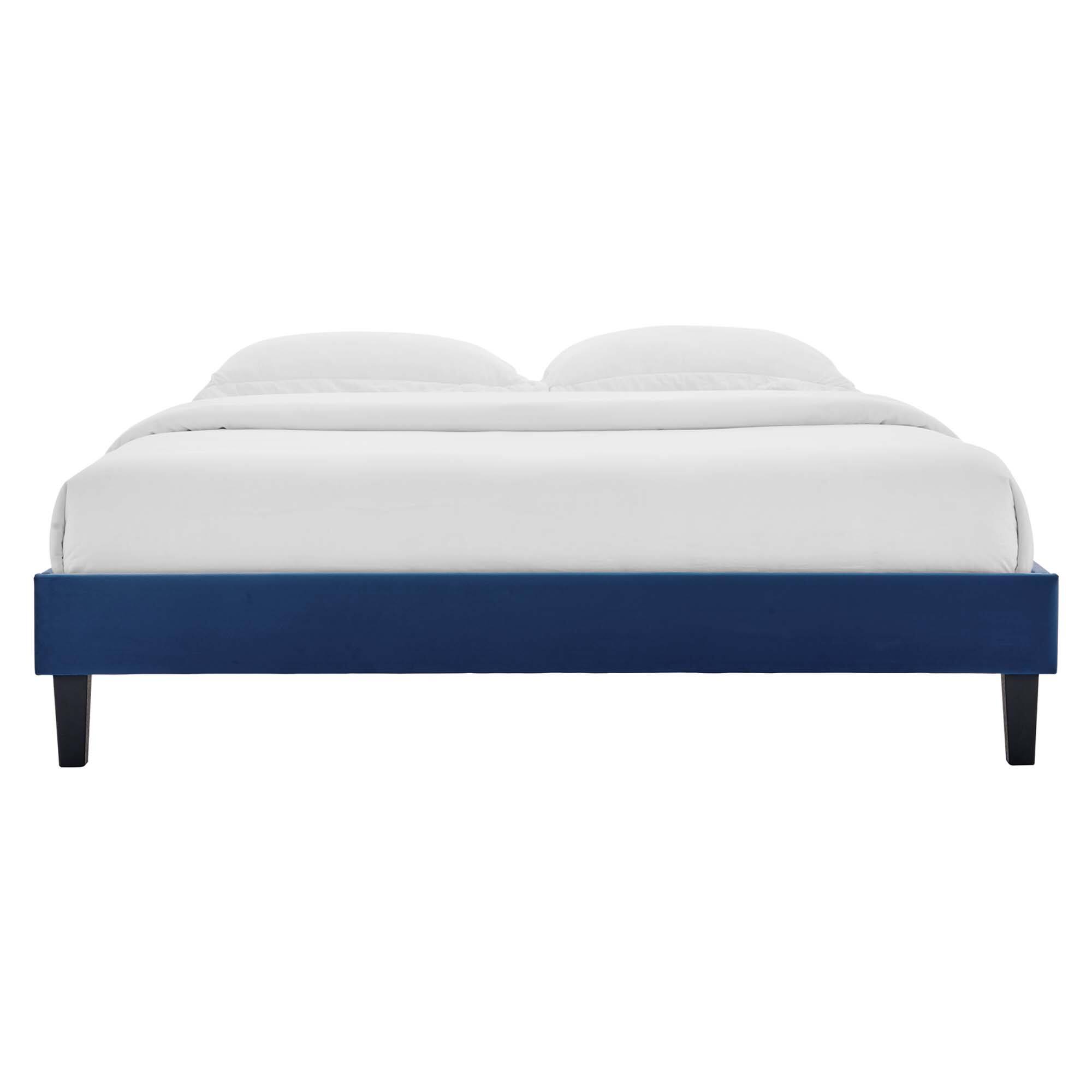 Back. Modway - Yasmine Channel Tufted Performance Velvet Twin Platform Bed - Blue.