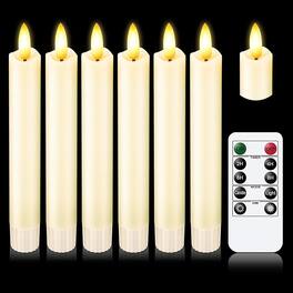 RTMB - “6-Pack Ivory LED Taper Candles, Real Wax, Battery Operated, Remote”