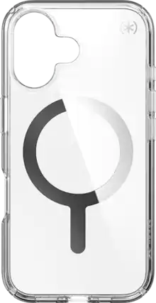 Front. Speck - Speck Presidio Perfect-Clear with Chrome MagSafe Case - iPhone 16 - Clear.