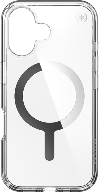 Front. Speck - Speck Presidio Perfect-Clear with Chrome MagSafe Case - iPhone 16 - Clear.