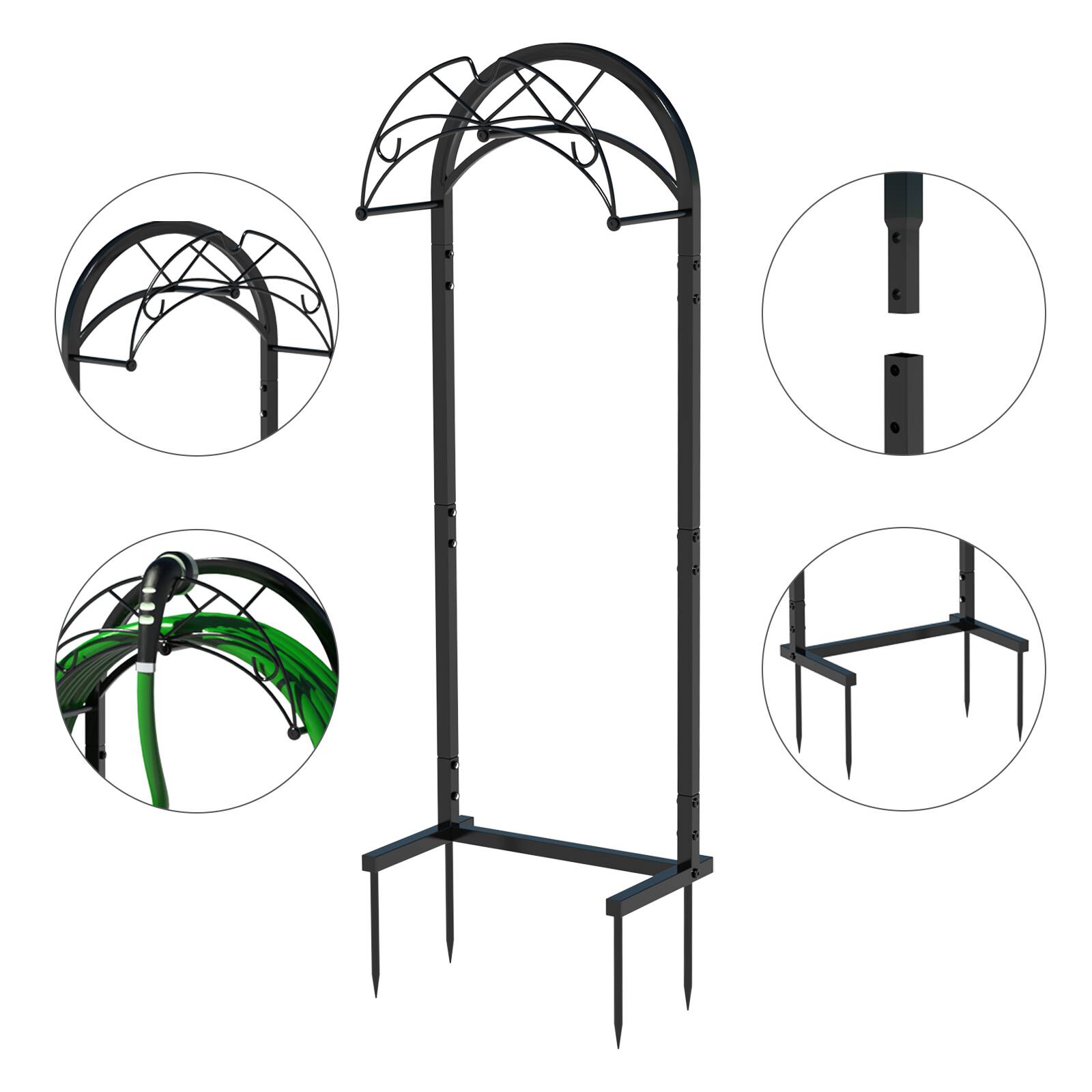 Alt View 1. Oumilen - Arched Freestanding Garden Hose Holder, Decorative Metal Water Hose Storage Stand.