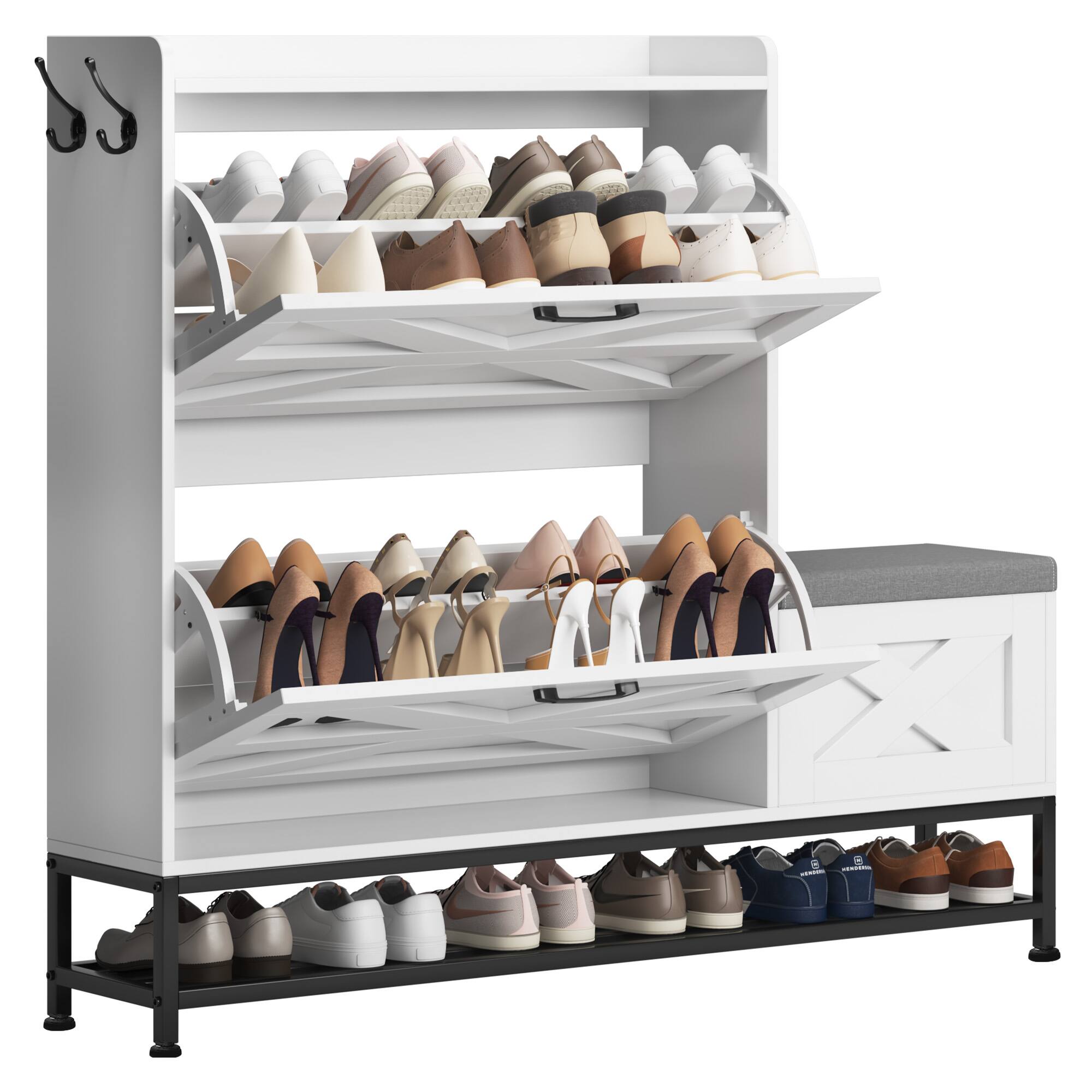 Alt View 2. APRILSOUL - Shoe Cabinet Entry Home Shoe Cabinet Entrance Balcony Storage Cabinet Large Capacity Shoe Rack White - White.