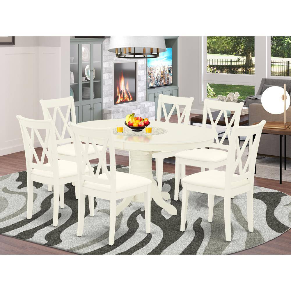 Left. East West Furniture - Dining Room Set Linen White - Brown.