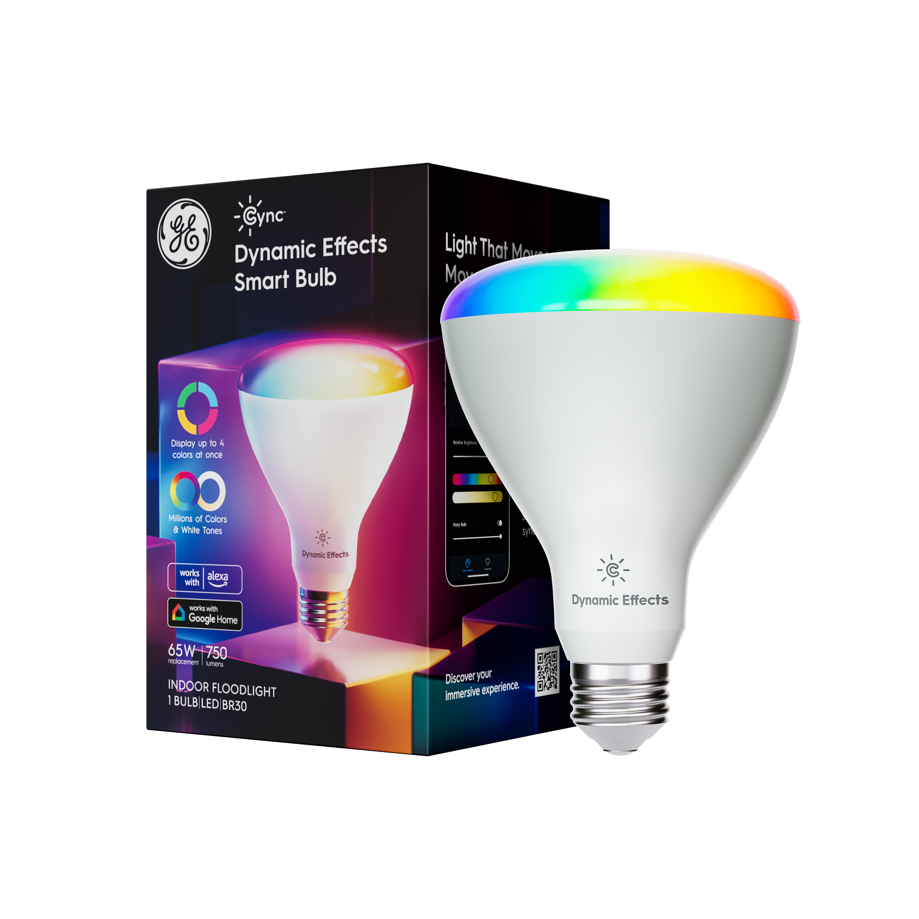 Cync - Dynamic Effects BR30 LED Light Bulb, Color Changing, 1pk - Full Color