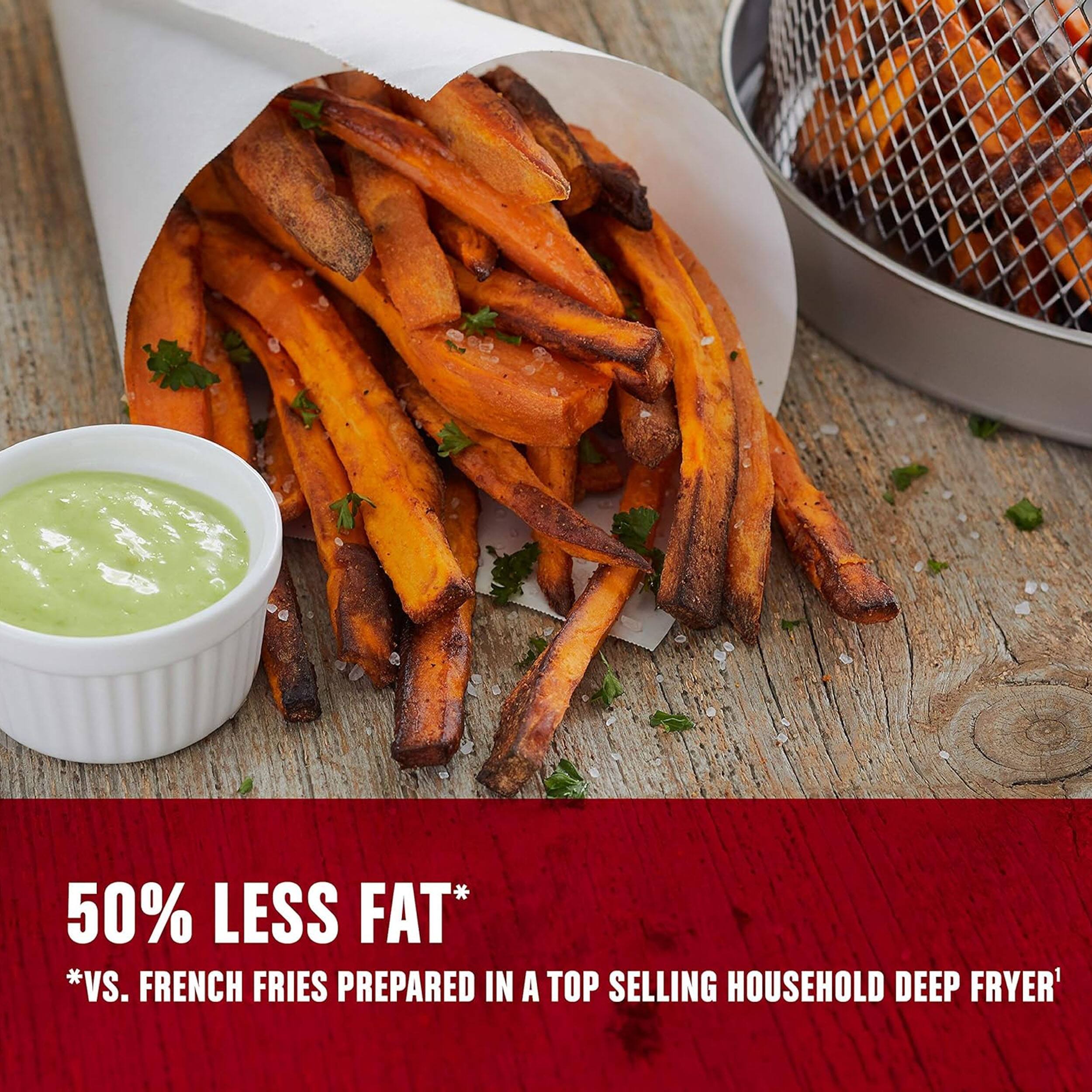 50% LESS FAT* *VS. FRENCH FRIES PREPARED IN A TOP SELLING HOUSEHOLD DEEP FRYER