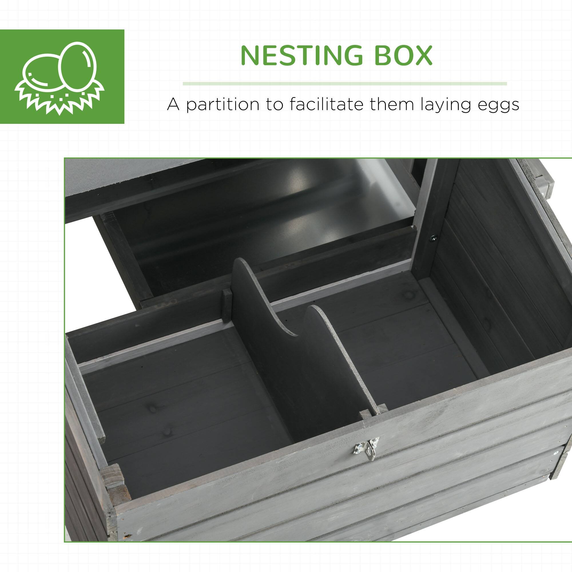 NESTING BOX

A partition to facilitate them laying eggs