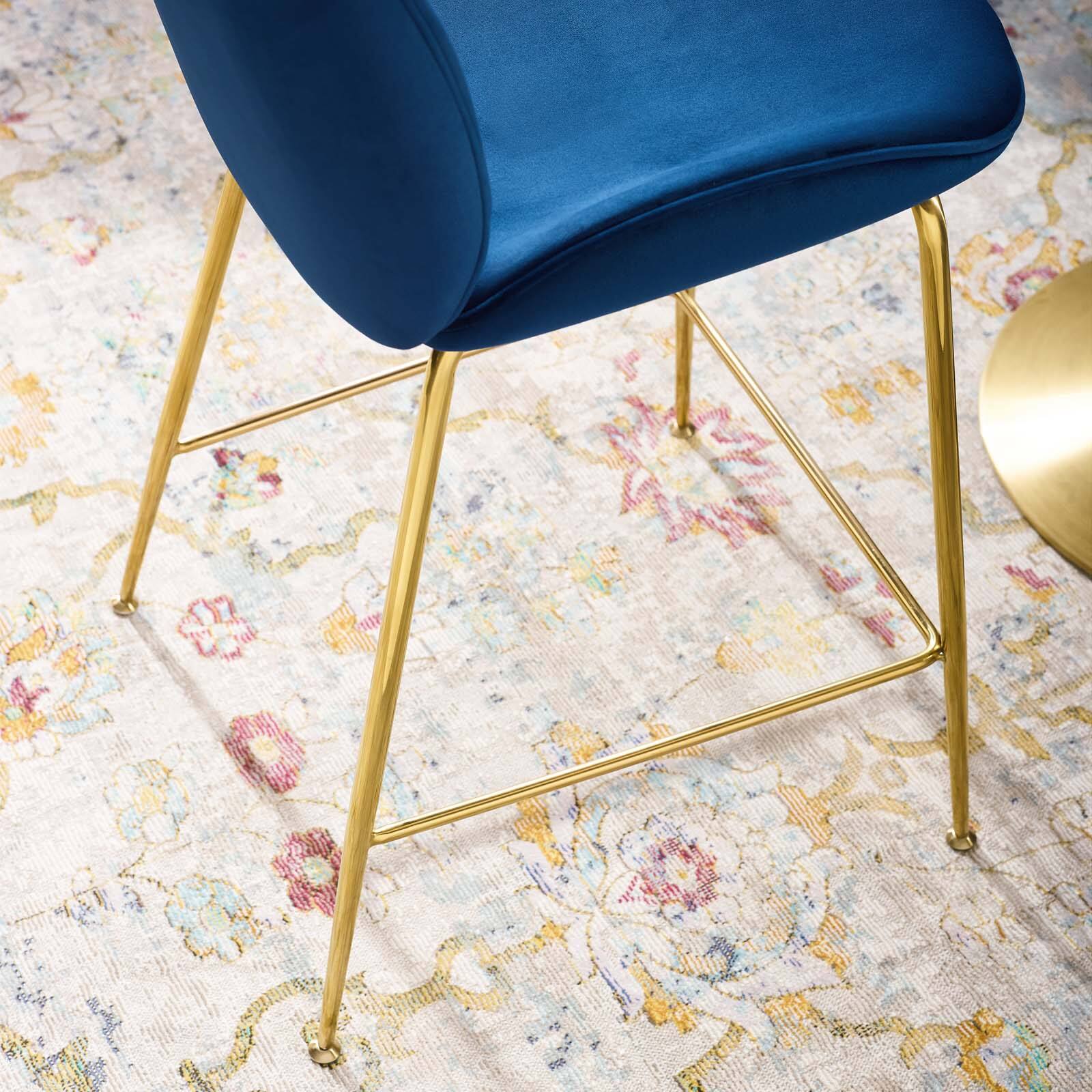 Left. Modway - Scoop Gold Stainless Steel Leg Performance Velvet Counter Stool by Modway - Navy.