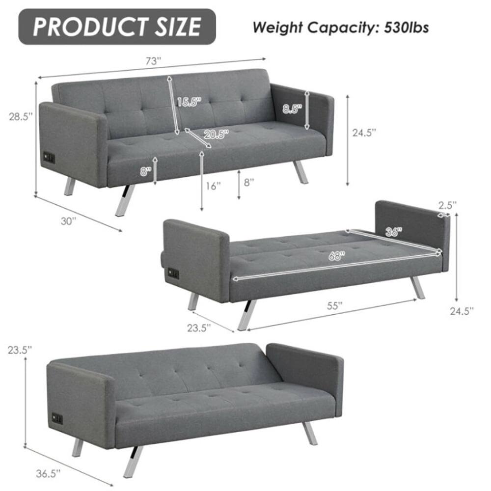 PRODUCT SIZE  
Weight Capacity: 530lbs  
73"  
28.5"  
15.5"  
20.5"  
8.5"  
24.5"  
8"  
16"  
8"  
30"  
36"  
2.5"  
68"  
23.5"  
55"  
24.5"  
23.5"  
36.5"