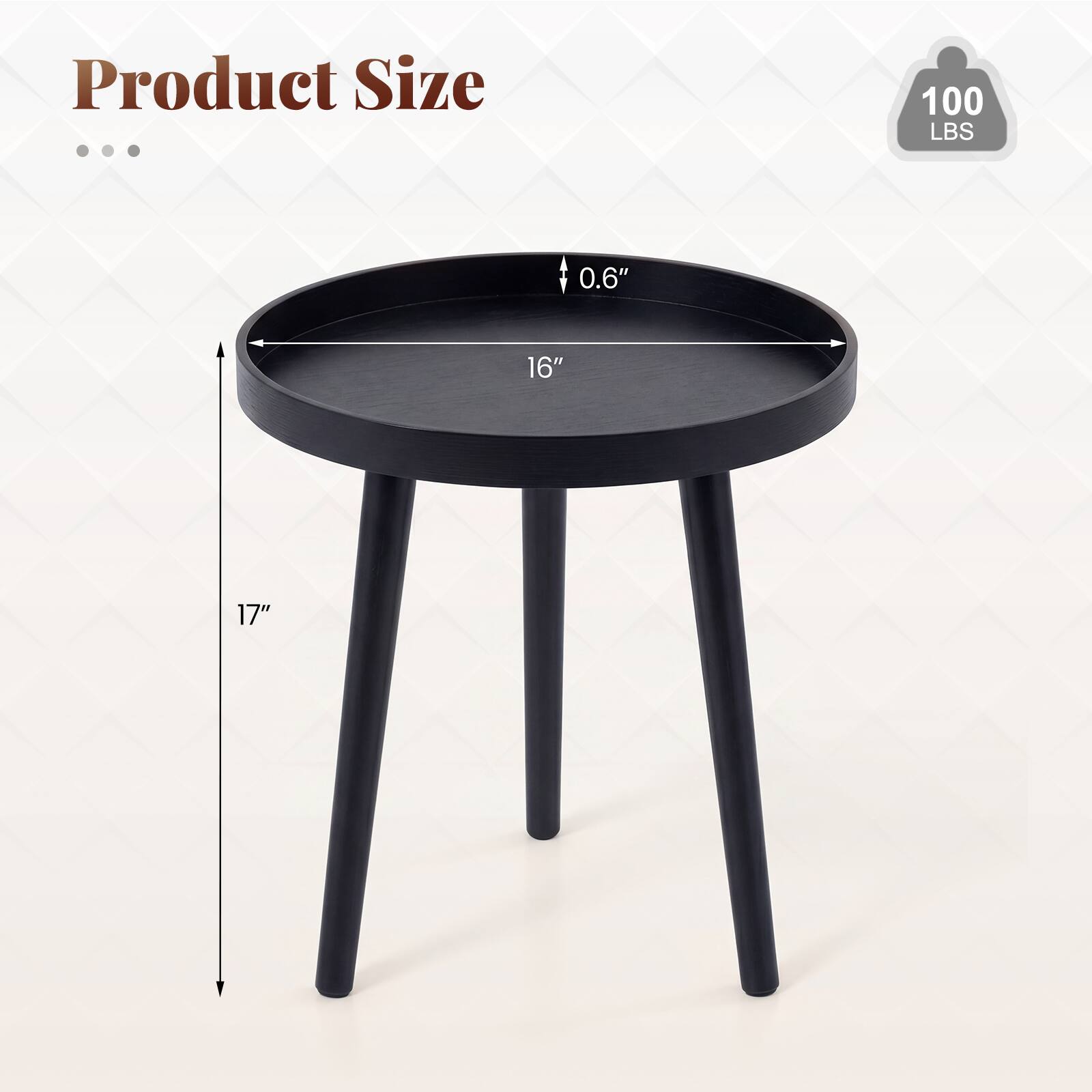 Product Size: 100 LBS, 0.6", 16", 17"