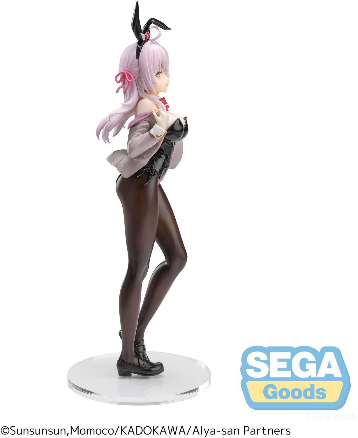 The text on the image can be grouped and corrected as follows:

- SEGA Goods
- Little Buddy Sunsunsun
- Momoco/KADOKAWA/Alya-san Partners

This text appears to be related to a product or collaboration involving SEGA Goods, Little Buddy, and other partners.