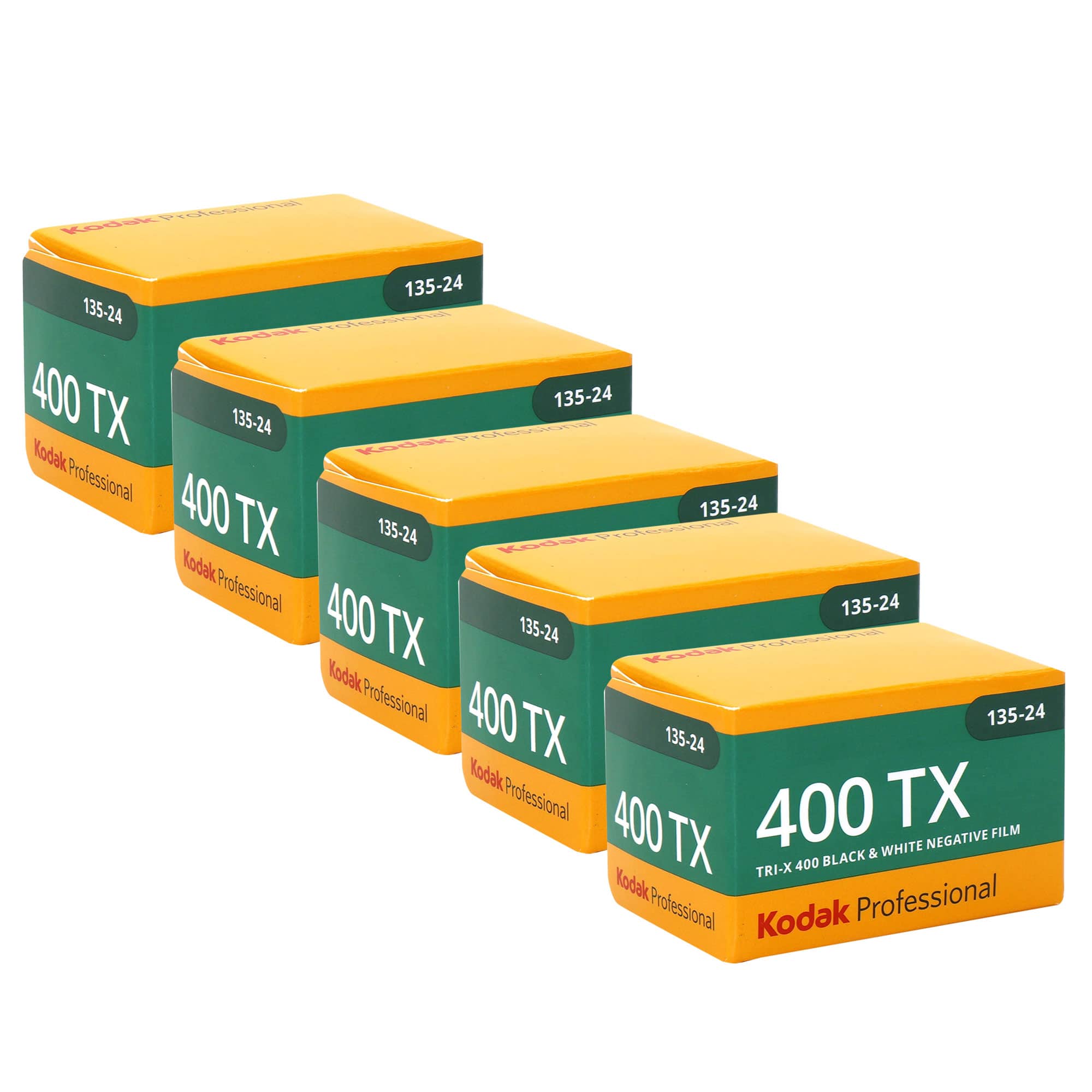 Kodak - Professional 400TX Tri-X 400 Black & White Negative Film, 24 Exp - 5 Pack