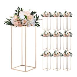 VEVOR - Wedding Flower Stand, 10PCS 23.62-inch Column Flower Stand, Floral Stands with Metal Laminate, Gold Rectangular Floral - French Gold