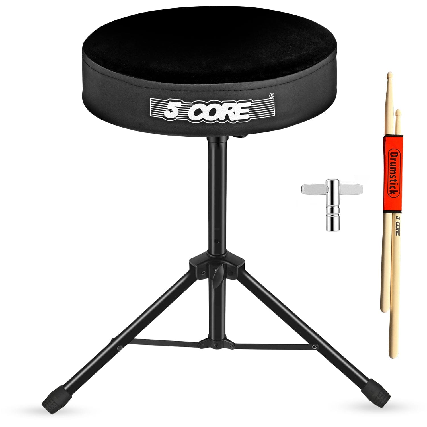 5 CORE - Drum Throne 3" Thick Padded Comfortable Guitar Stool Drummer Chair Adjustable Musician Seat - Black