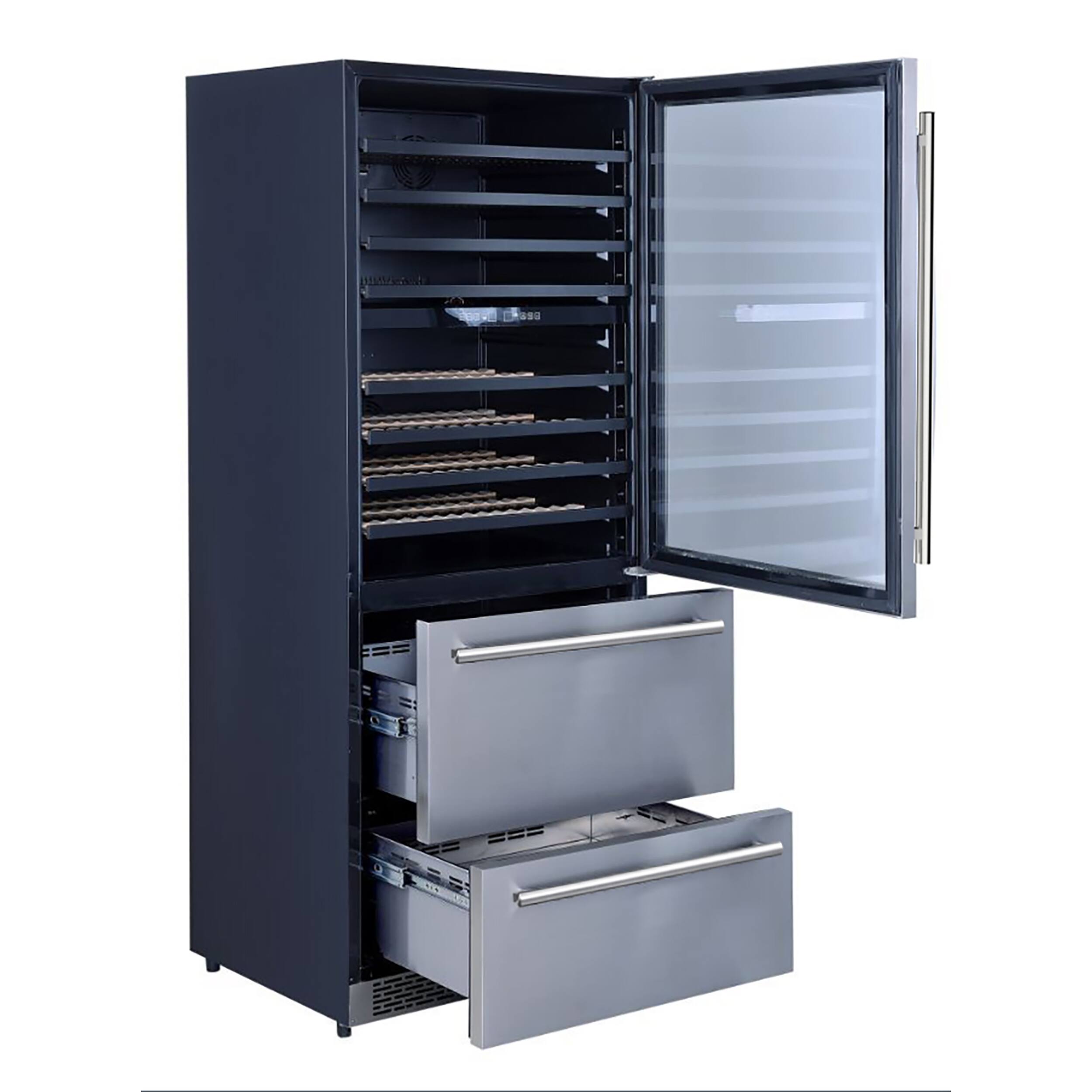 Left. Forno Appliances - Capraia 144-Bottle Wine Cooler - Stainless steel.