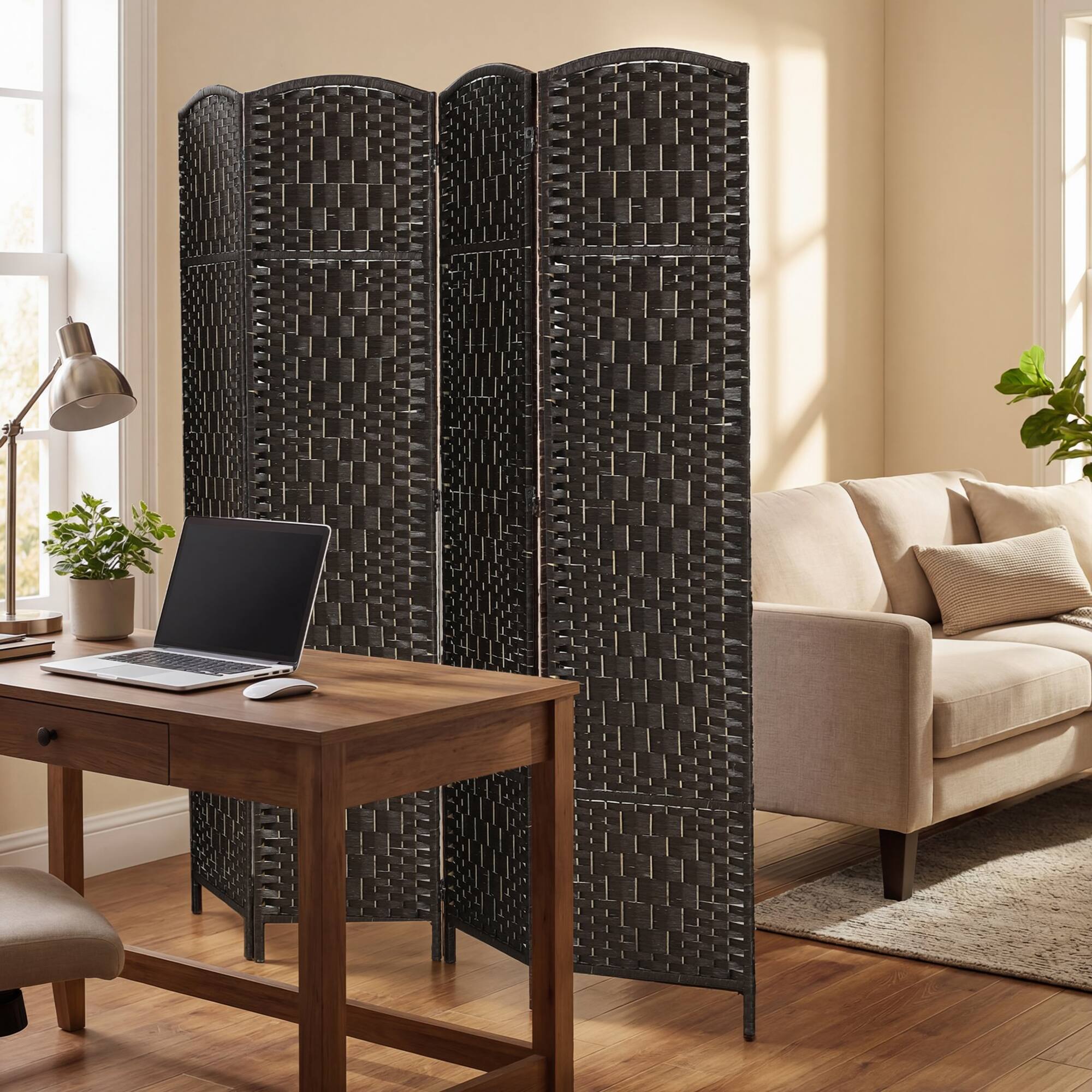 Alt View 7. Homcom - Divider, 4 Panel Folding Privacy Screen - Coffee.