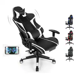 Ecooso - Office Chair Reclining Swivel Massage Gaming Chair with Lumbar Support - White
