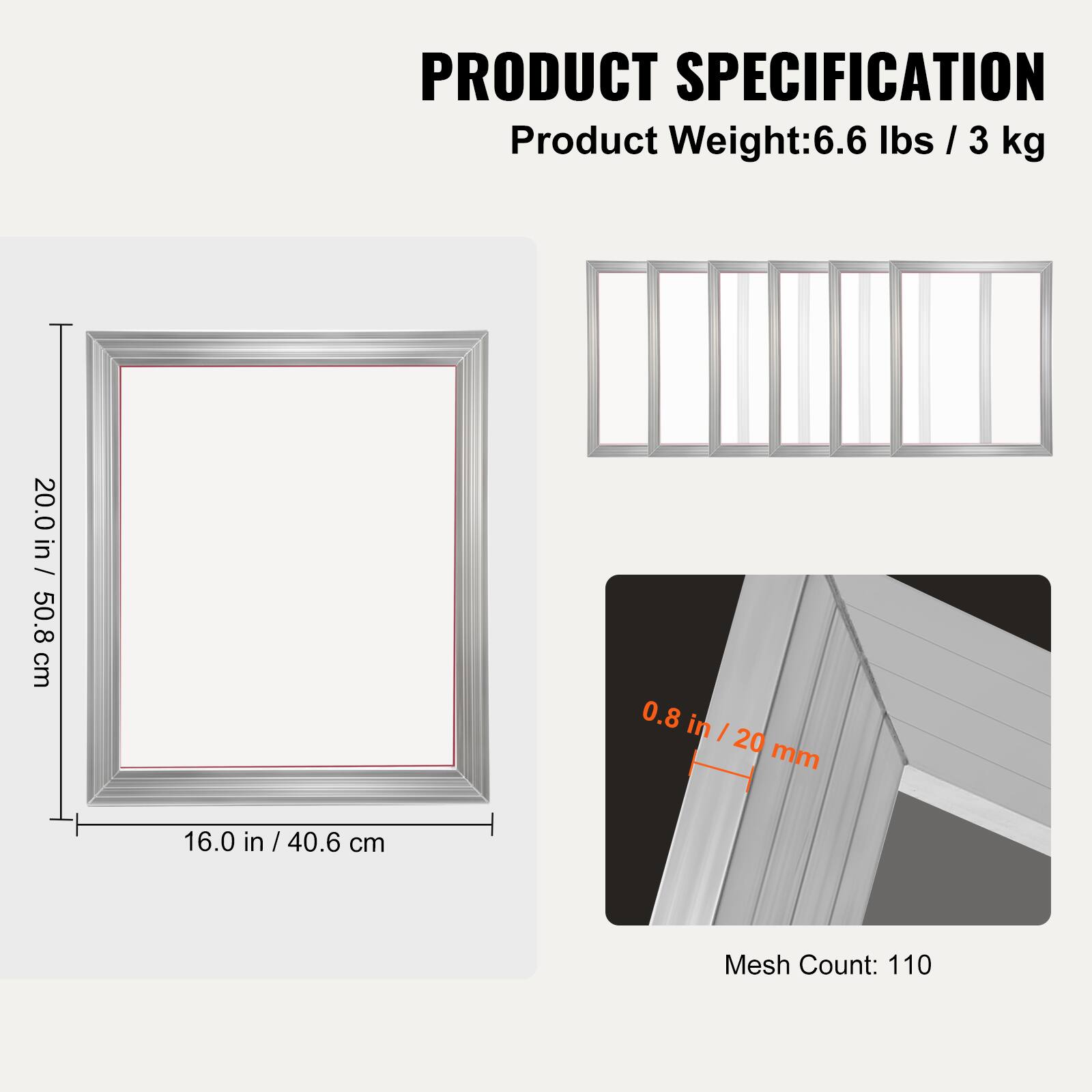 PRODUCT SPECIFICATION

Product Weight: 6.6 lbs / 3 kg

Dimensions: 20.0 in / 50.8 cm x 16.0 in / 40.6 cm

Thickness: 0.8 in / 20 mm

Mesh Count: 110