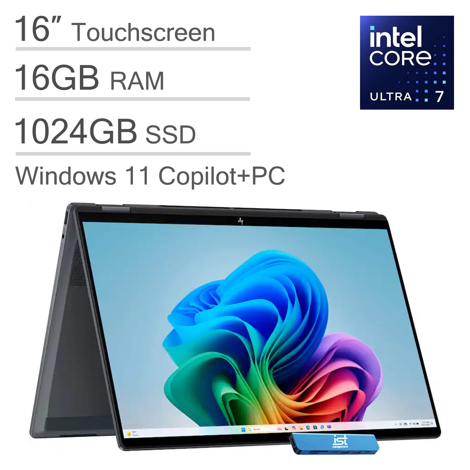 "HP - OmniBook X Flip 2-in-1 - 16"" FHD+ Touchscreen Laptop - Copilot+ PC - Intel Core Ultra 7 256V - 16GB RAM - 1TB SSD - IST HUB - Eclipse Gray" price history on PriceWatchPro