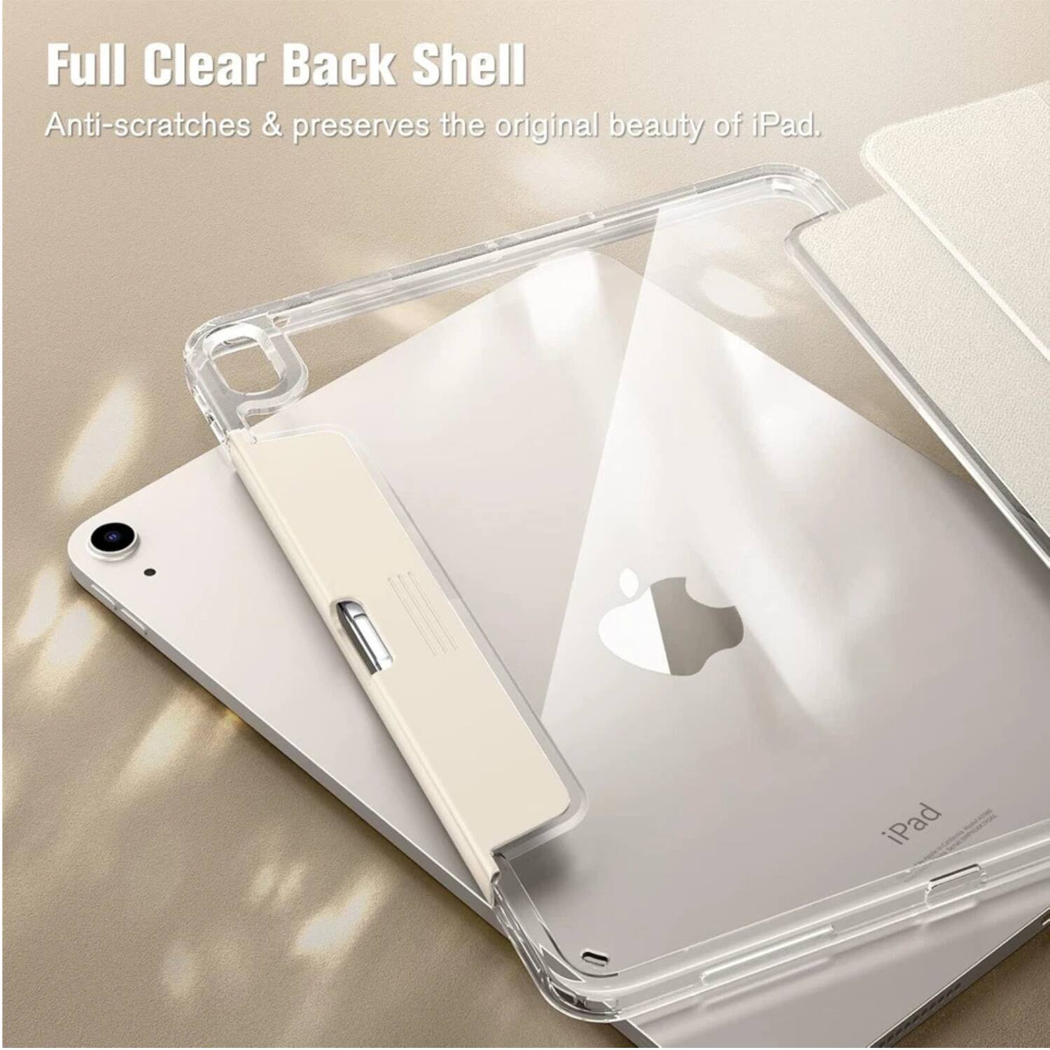 Full Clear Back Shell  
Anti-scratches & preserves the original beauty of iPad.