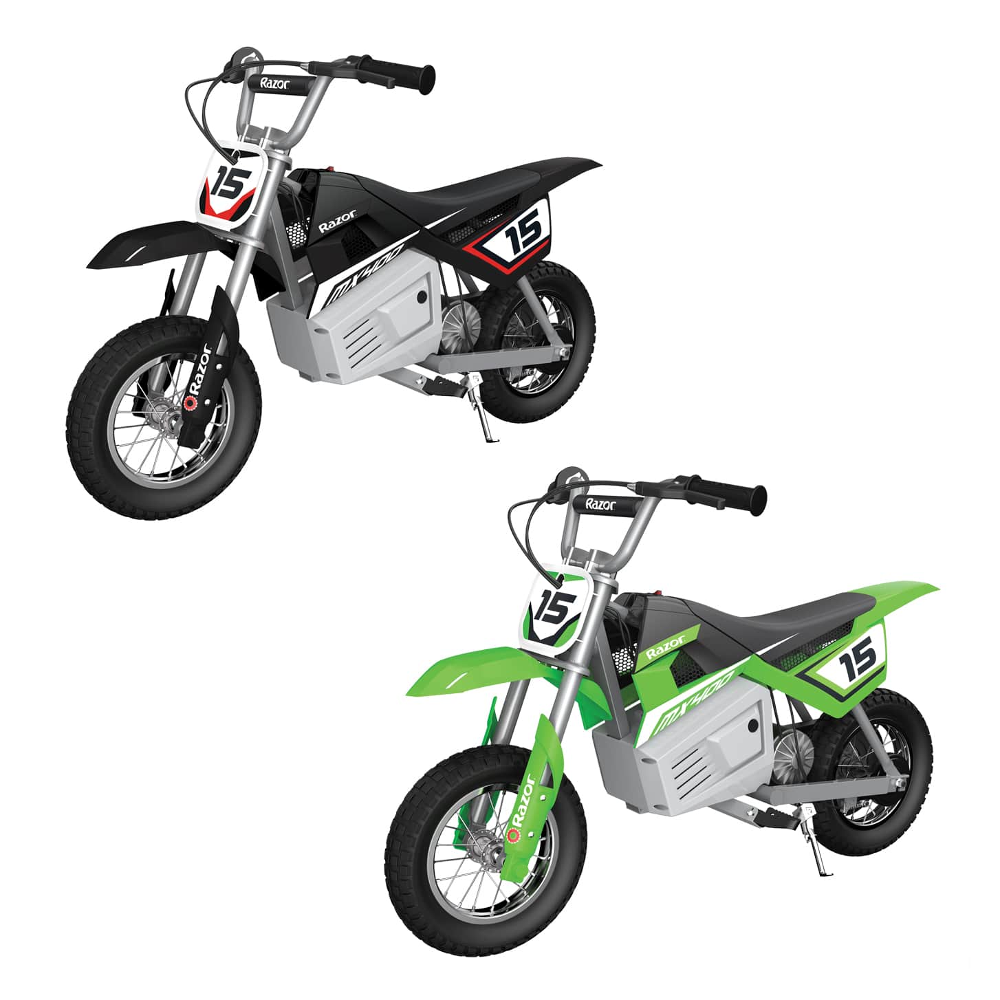 Razor - MX400 Dirt Rocket 24V Electric Toy Dirt Bikes (2 Pack) - Black/Green