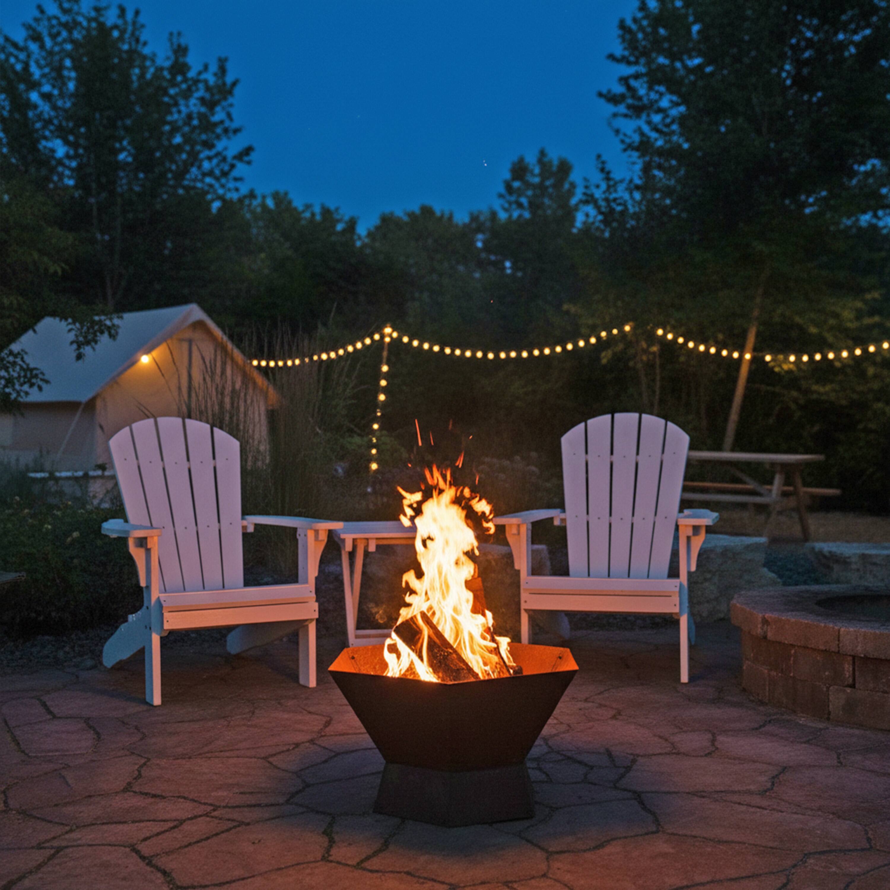 Alt View 2. Sunnydaze - 23 in Rustic Affinity Steel Fire Pit with Pedestal Stand - Dark Orange.