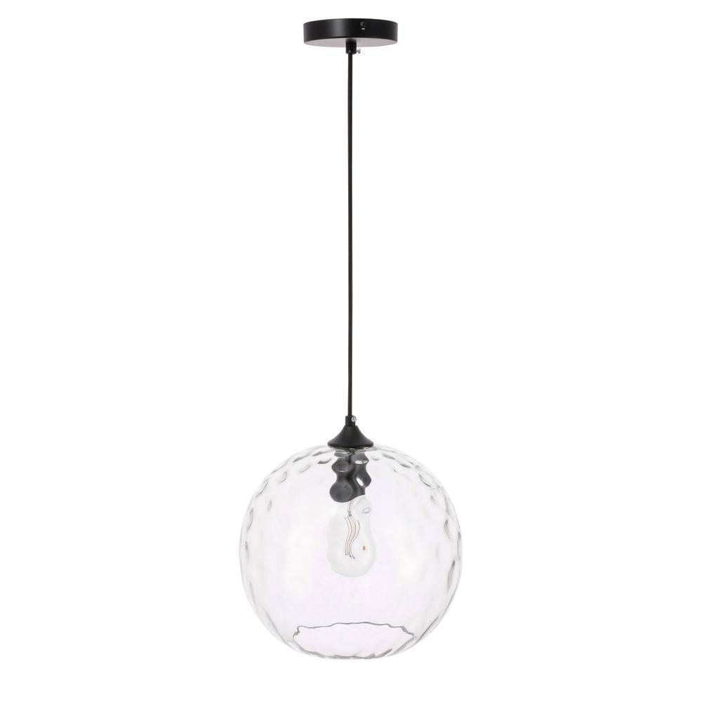 Alt View 6. Living District - Gibson 1 light Black and Clear glass pendant - Black And Clear Glass.