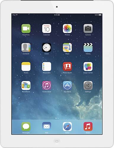 Front. Apple - iPad with Retina display - Wi-Fi + Cellular (AT&T) - 128GB - White.