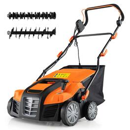 Costway - 16-Inch Electric Dethatcher & Scarifier 15A 2-In-1 Lawn Dethatcher - Orange