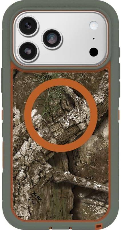 Back. OtterBox - OtterBox iPhone 17 Pro Max Defender Series XT Case, Includes Holster Clip Kickstand, Snaps on MagSafe, Rugged & Durable - Realtree APX (Camo).