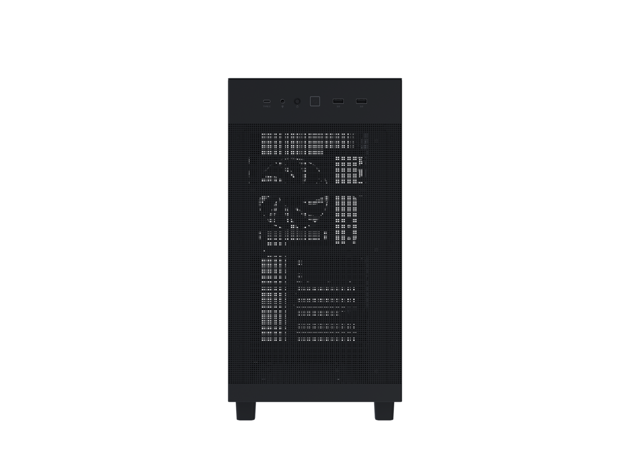 Alt View 4. ASUS - ASUS Prime AP303 Black Mesh-Panel ATX Case, GPU Bracket, 360mm Radiator, 180mm PSU, USB-C 20Gbps - Black.