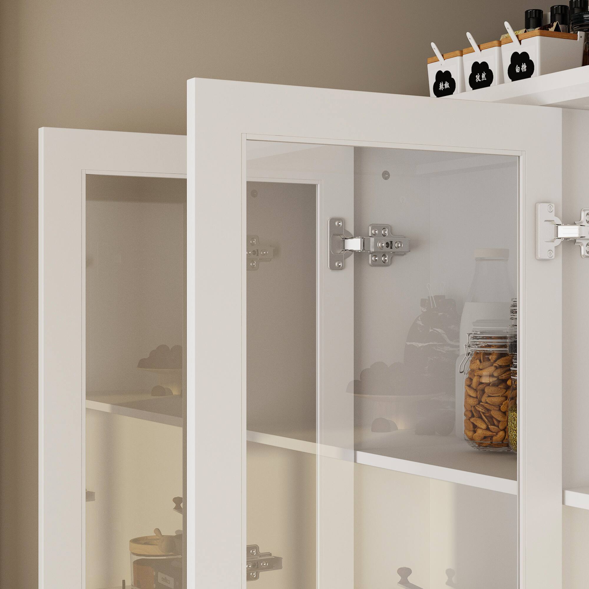 Alt View 7. FUFU & GAGA - FUFU&GAGA Tempered Glass - Door Buffet Cabinet: Silent Slides for Dining Room Storage Pantry - White.