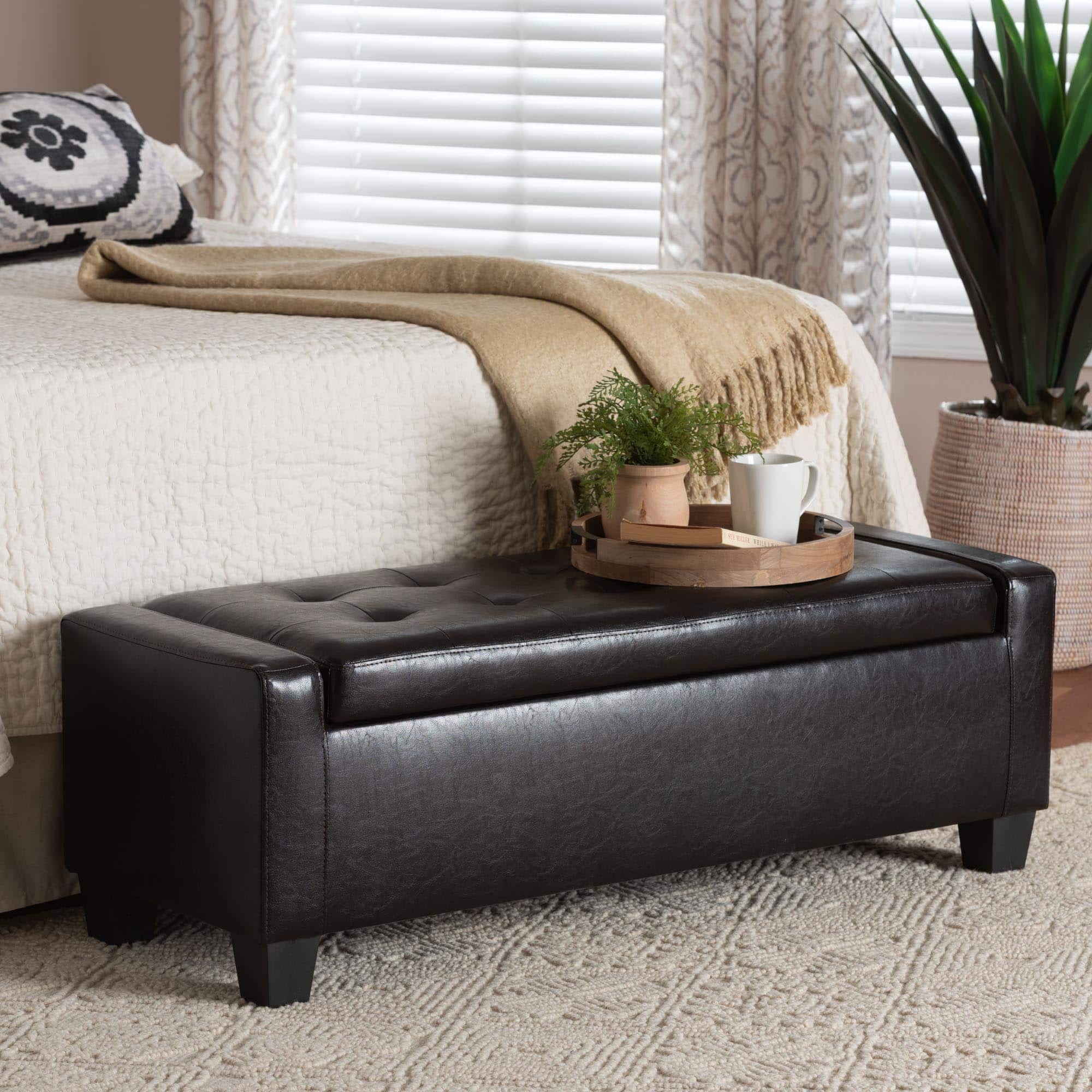 Baxton Studio - Manchester Ottoman - Dark Brown