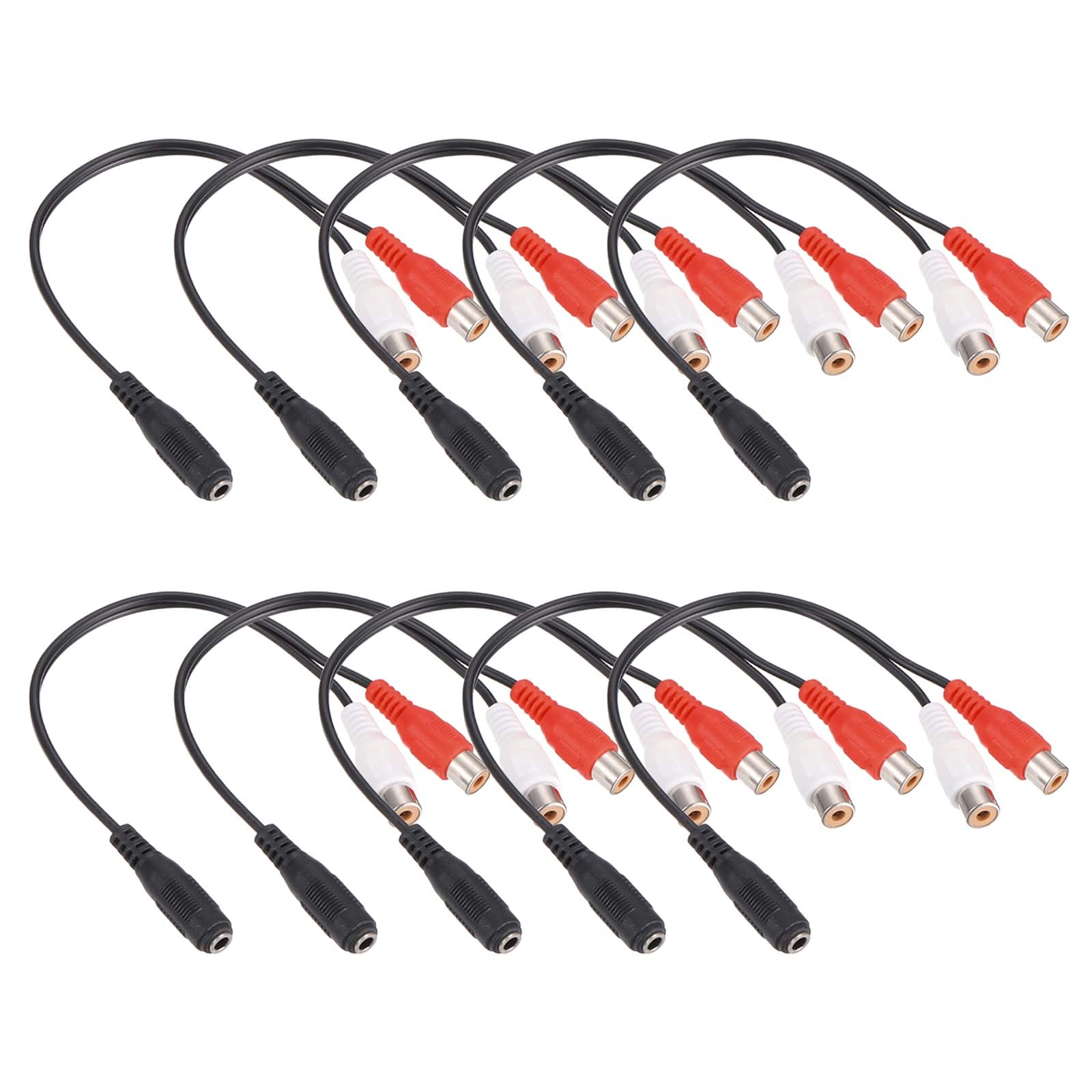 Unique Bargains - 10pcs TRS3.5mm F to RCA F Cable (R+W), 0.2m/7.9in, 2mm PVC Copper Core Audio AUX Cable for TV/Amp/Speaker/Mobile - Black