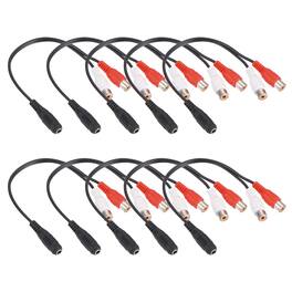 Unique Bargains - 10pcs TRS3.5mm F to RCA F Cable (R+W), 0.2m/7.9in, 2mm PVC Copper Core Audio AUX Cable for TV/Amp/Speaker/Mobile - Black