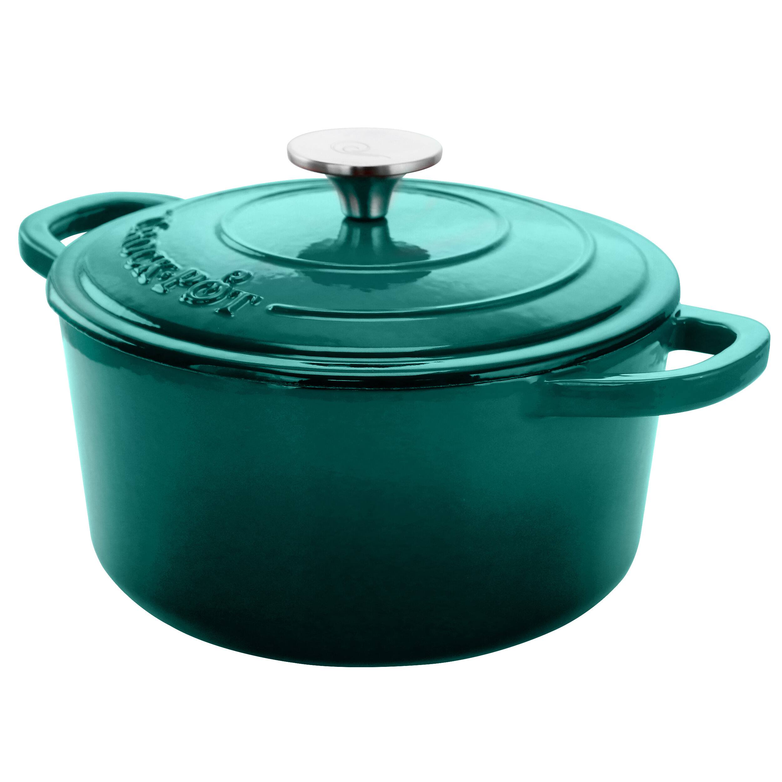 Alt View 6. Crock-Pot - Crock-pot Artisan 3 Quart Enameled Cast Iron Casserole with Lid in Gradient Teal - Gradient Teal.